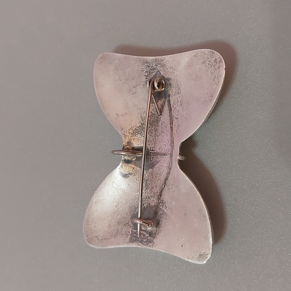 Vintage Antique 925 Sterling Silver Puffy Bow Brooch Pin or Pin Chunky Large - Picture 2 of 7
